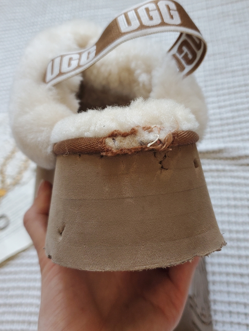 UGG Women's Funkette slippers in the Chestnut color - Picture 9 of 11